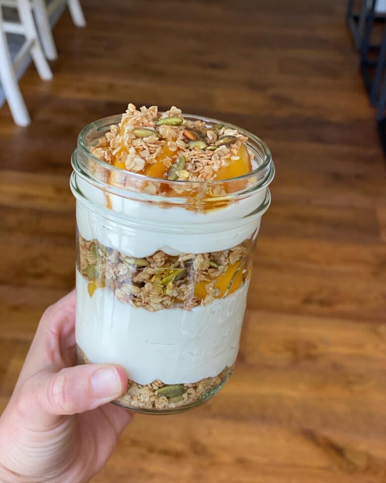 Peaches n' Cream Coconut Yogurt Parfait with Homemade Granola